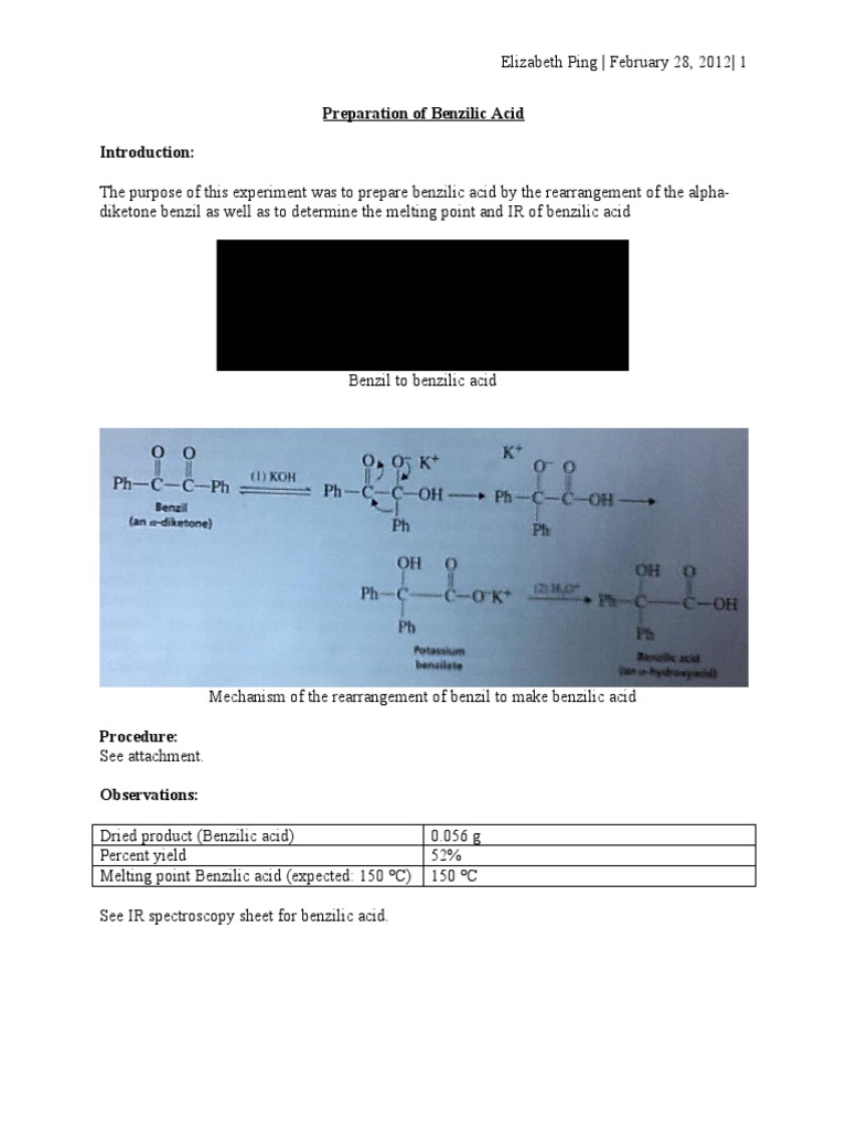 Preparation of Benzilic Acid PDF