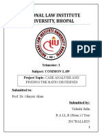 National Law Institute University, Bhopal: Trimester: I Subject: COMMON LAW Project Topic: CASE ANALYSIS AND