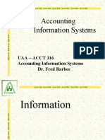 Uaa - Acct 316 Accounting Information Systems Dr. Fred Barbee