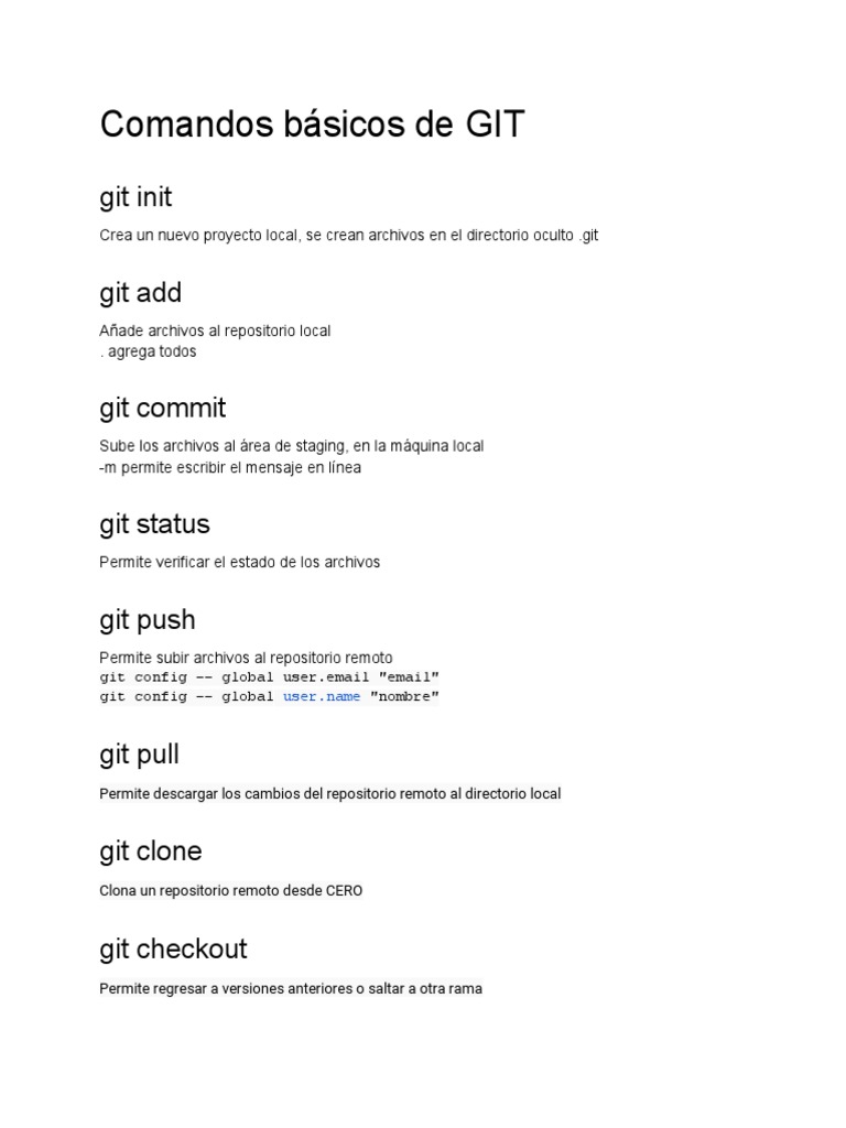Comandos Esenciales de GIT para Principiantes | PDF | Hogar, jardinería ...
