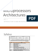 Microprocessors Architectures: LEC. 1 Introduction To 8085 Microprocessor