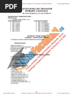 ListaFacultati - Ro Subiecte Admitere Universitatea Bucuresti Teologie Romano-Catolica 2006