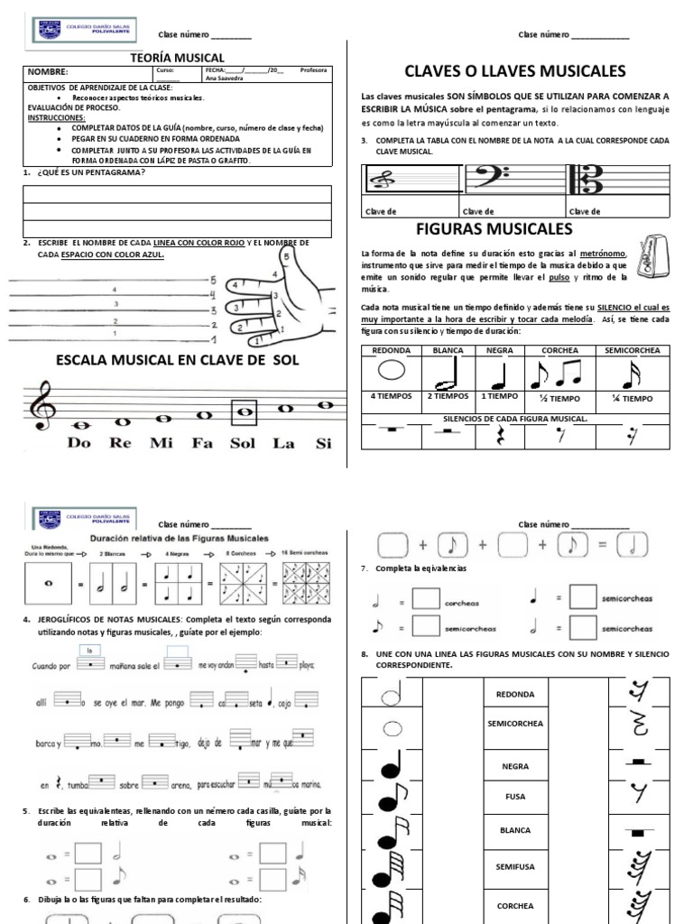 Claves musicales, figuras rítmicas y compases | PDF | Ritmo | Teoría ...