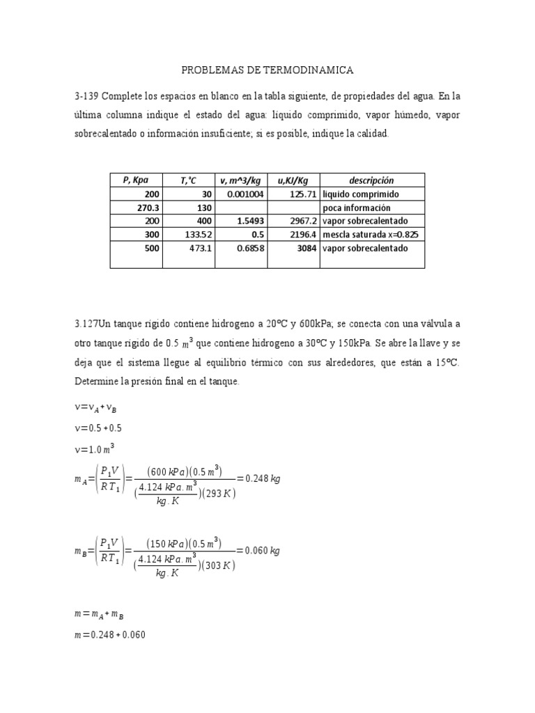 Problemas de Termodinamica Grupo 4 | PDF | Termodinámica | Fases de la ...