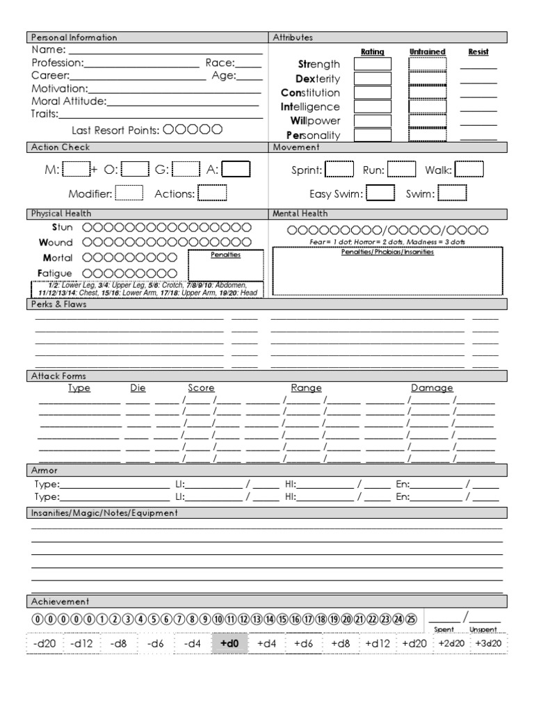 Call of Cthulhu Alternity Character Sheet | Leisure | Sports