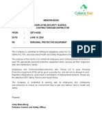 Memorandum TO: Cbti Employee, Security Guards, Contractor/Subcontractor From: Cbti-Hsse Date: JUNE 19, 2020 RE: Personal Protective Equipment