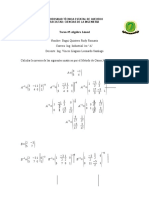 Tarea #5 Algebra Lineal: Universidad Tècnica Estatal de Quevedo Facultad: Ciencias de La Ingenierìa