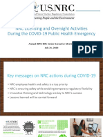 NRC Licensing and Oversight Activities During The COVID-19 Public Health Emergency