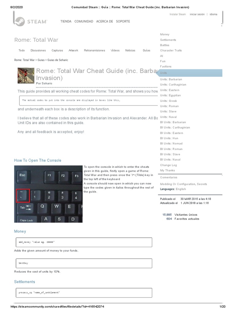 Comunidad Steam - Guía - Rome - Total War Cheat Guide (Inc. Barbarian  Invasion) | PDF | Cavalry | Infantry, image size:768x1024