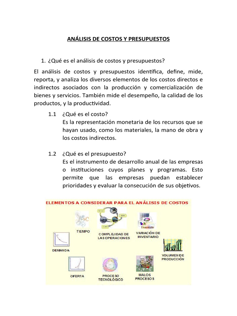 Análisis de Costos y Presupuestos | PDF
