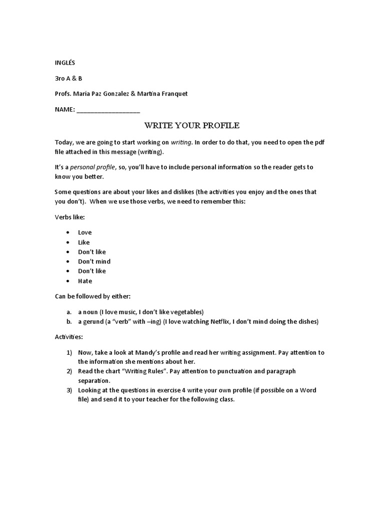 Writing instructions pdf