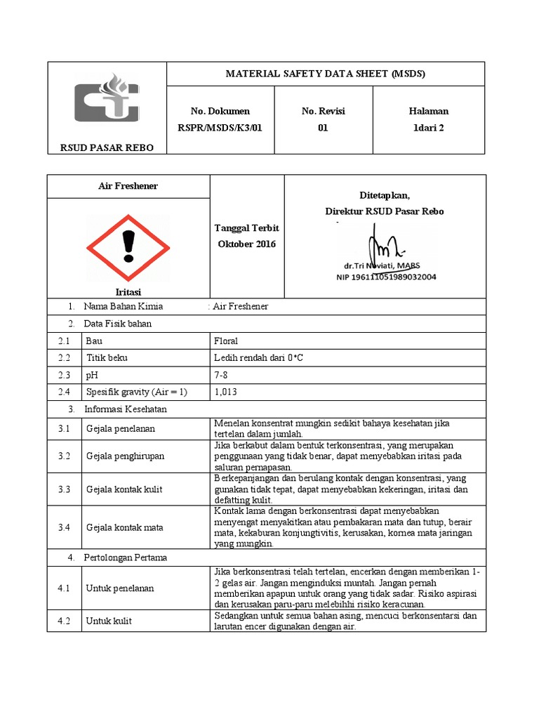 MSDS Air Freshener PDF
