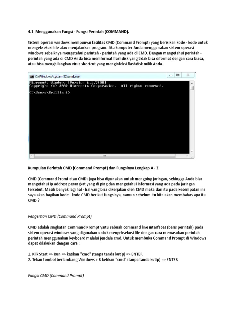 Fungsi dan Perintah CMD Windows | PDF | Metode & Bahan Ajar | Komputer