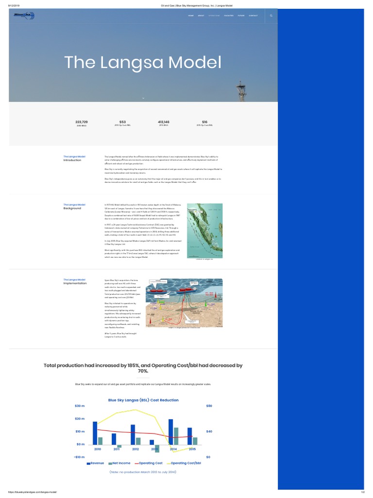 Oil and Gas Blue Sky Management Group, Inc. Langsa Model PDF