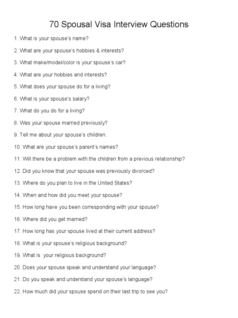 Typical Visa Interview Questions