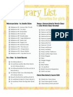 Library List - Chapter Books For Girls Printable