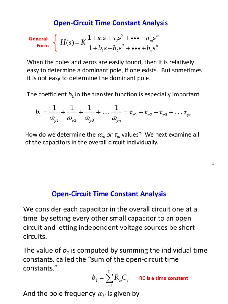 OpenCircuit Time Constant Analysis Asas As Hs K Bsbs Bs PDF