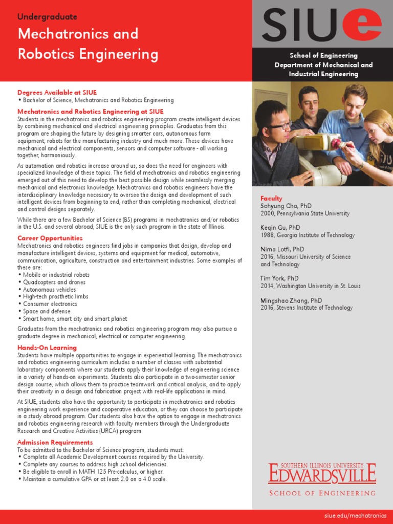 Mechatronics and Robotics Engineering: Undergraduate | PDF ...