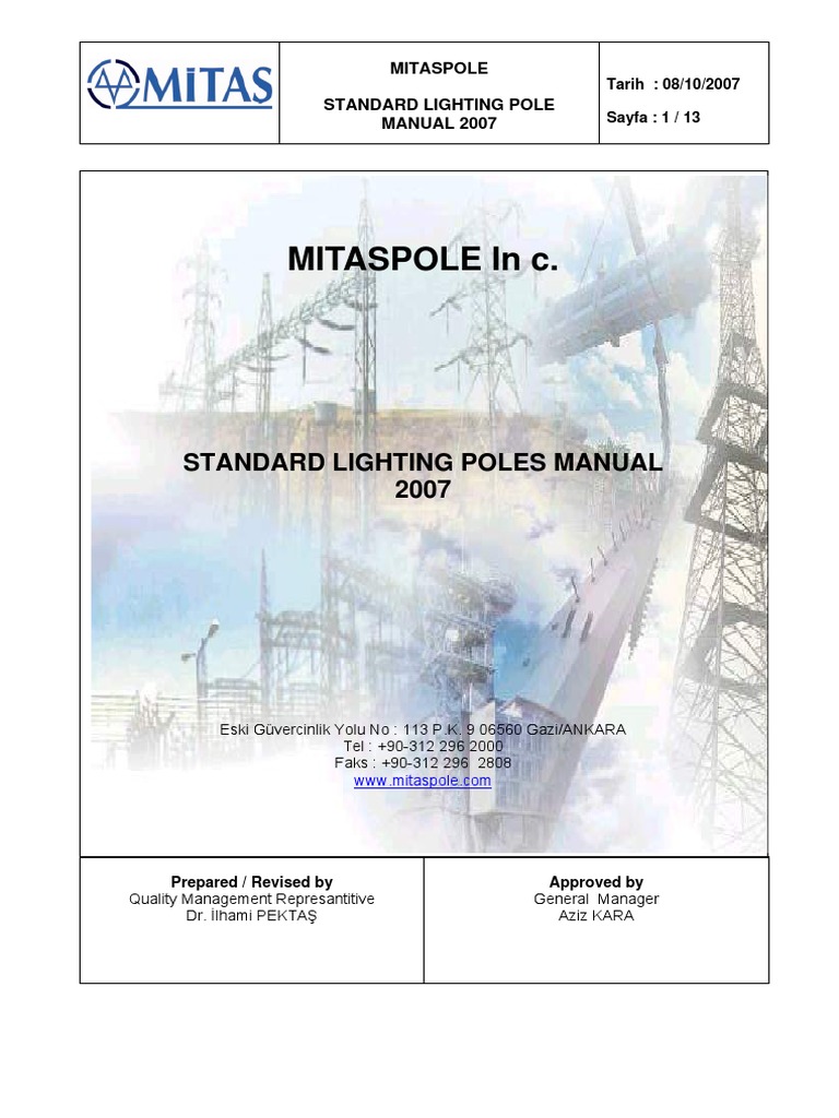 Standard Lighting Poles Up To 12m | PDF | Manufactured Goods | Equipment
