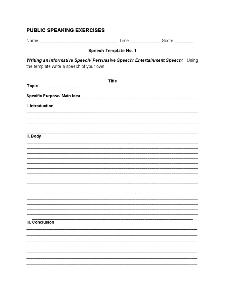 Speech Template No 1 PDF Cognition Semiotics