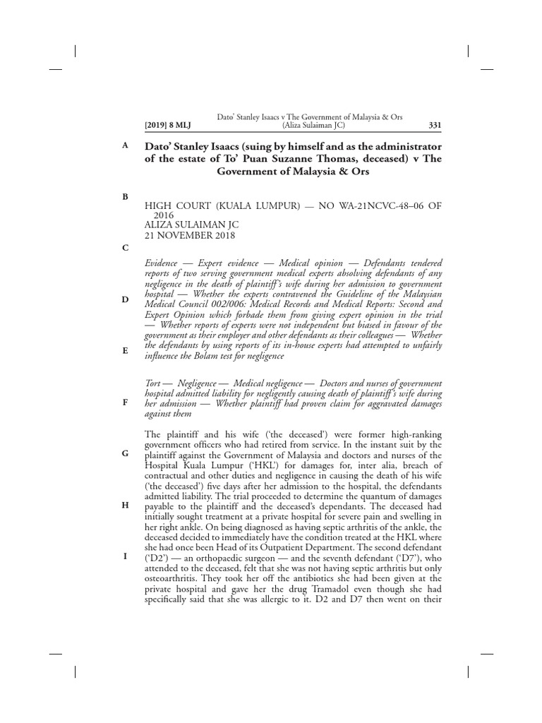 Dato' Stanley Isaacs (Suing by Himself and As The Administrator of The