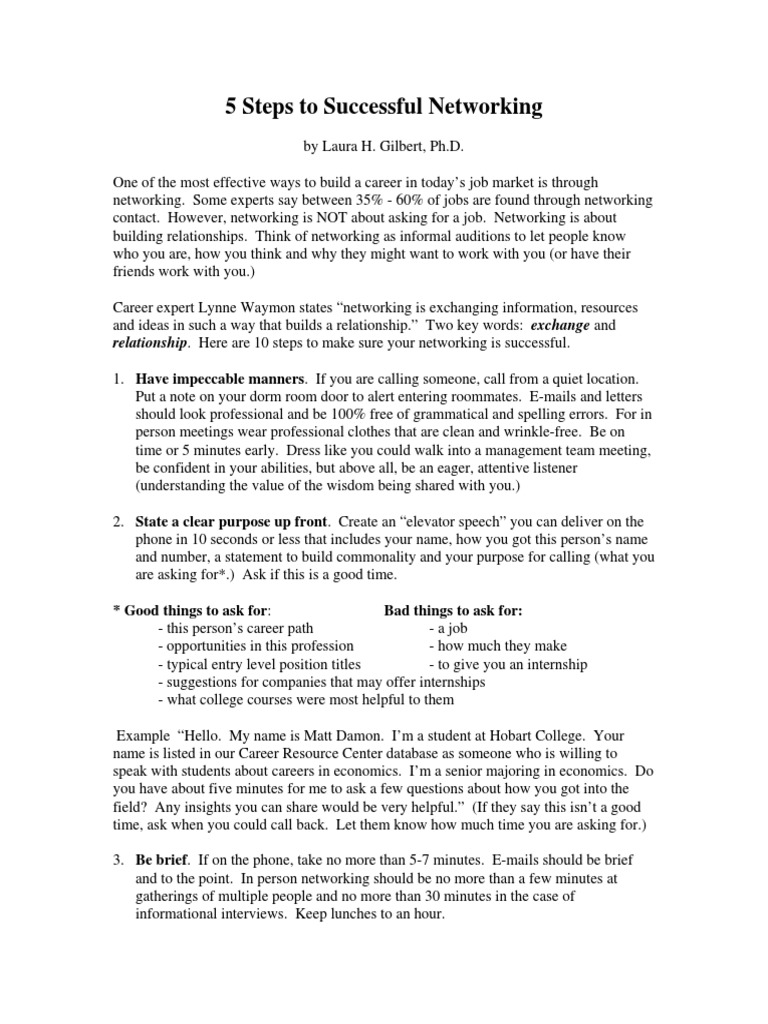Effective Networking in 5 Steps | PDF | Communication