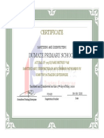 Dumaze Primary School Sanitized Certificate