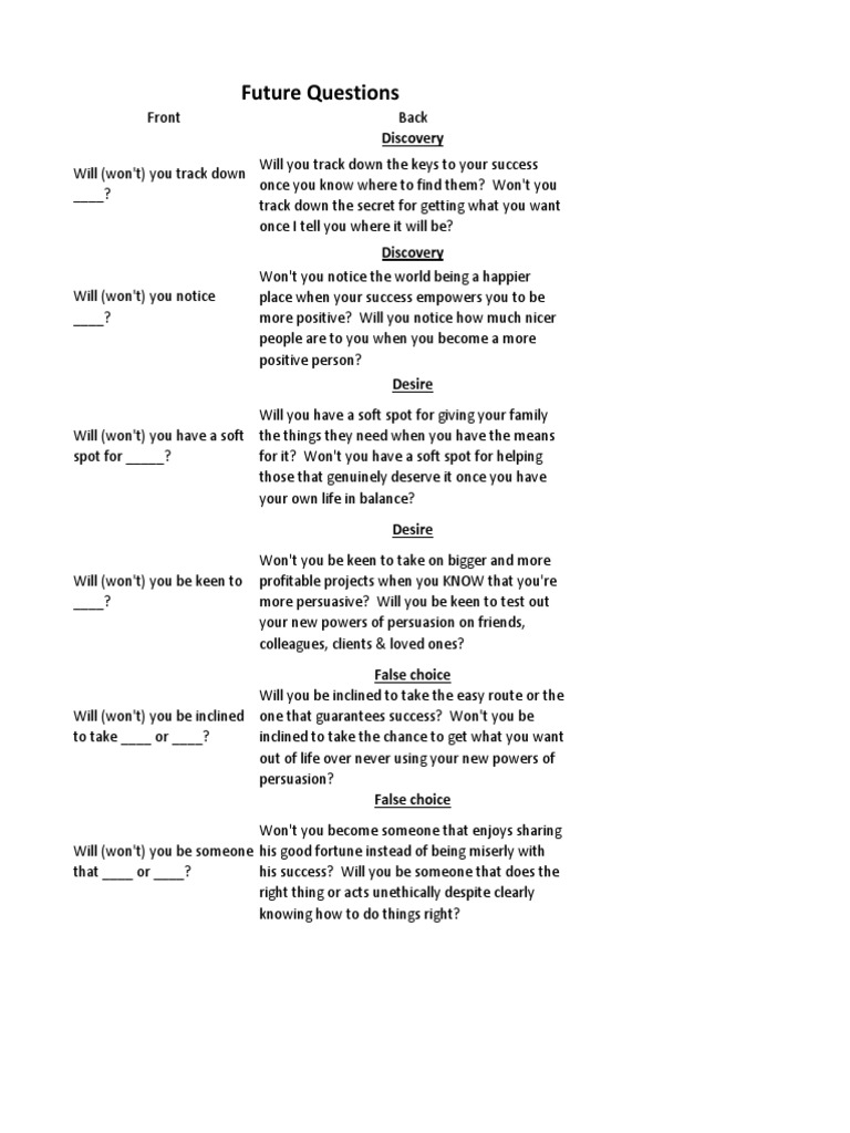 Future Questions PDF | PDF