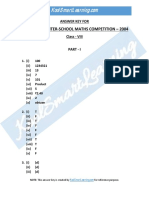 Aryabhatta Inter-School Maths Competition - 2004: Answer Key For