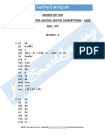 Aryabhatta Inter-School Maths Competition - 2010: Answer Key For