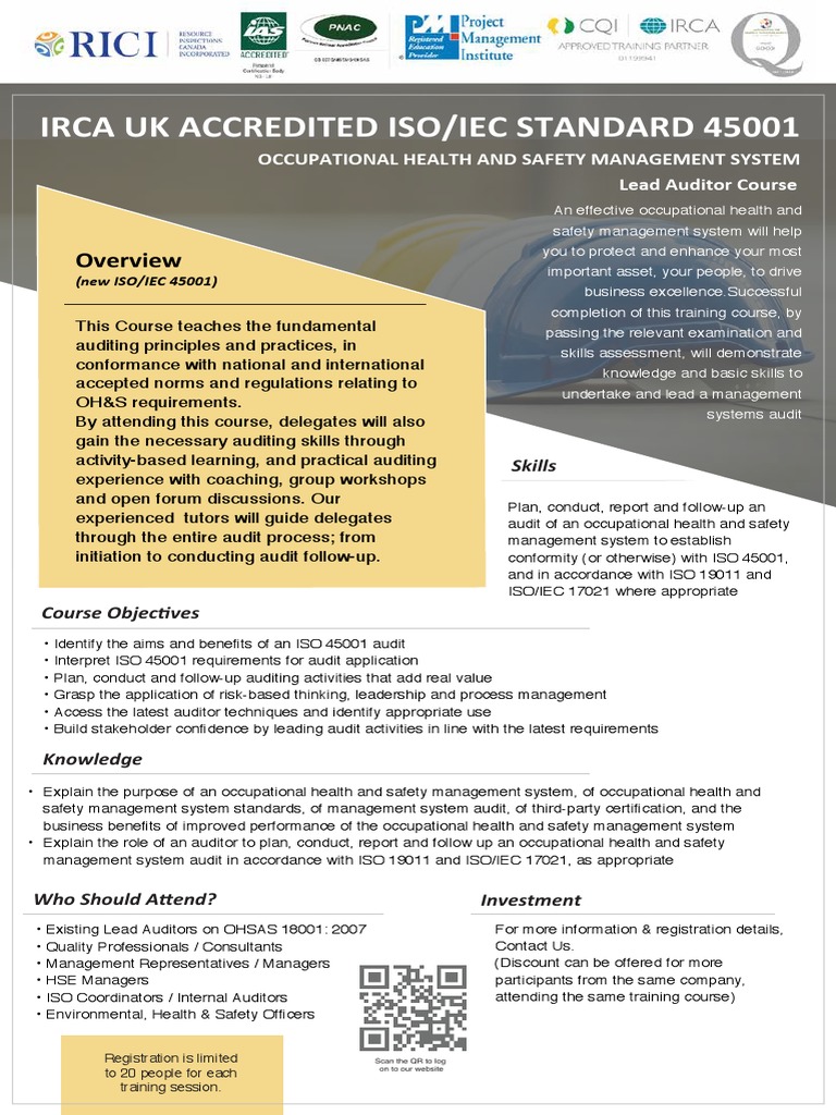 ISO 45001 LAC - Course Outline PDF | PDF | Audit | Occupational Safety ...