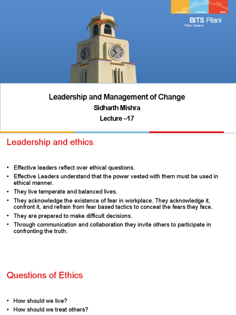 Ethical Leadership and Change Management | PDF | Strategic Leadership ...