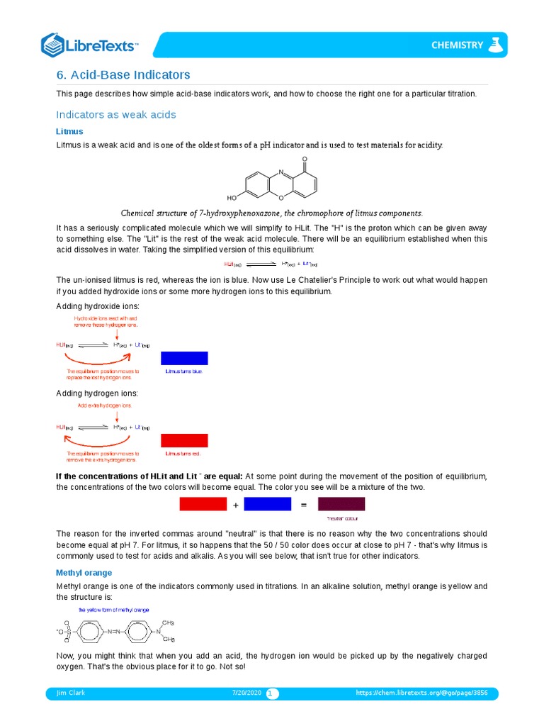 AcidBase Indicators Indicators As Weak Acids PDF Titration
