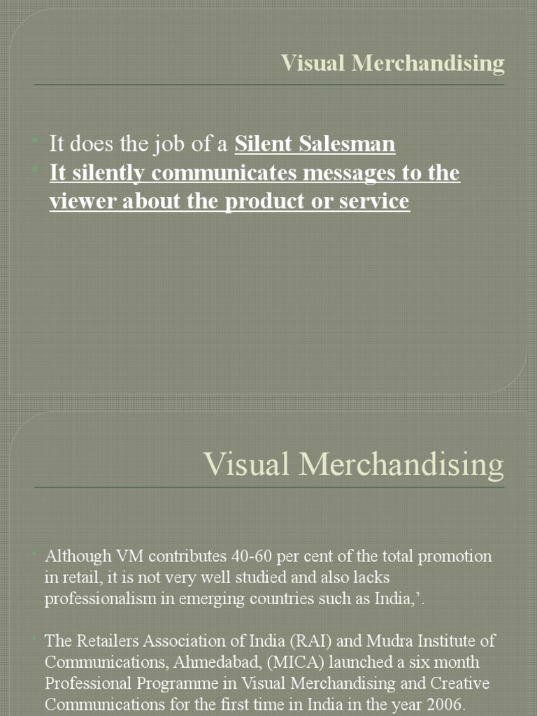 It Does The Job of A Silent Salesman Visual Merchandising PDF