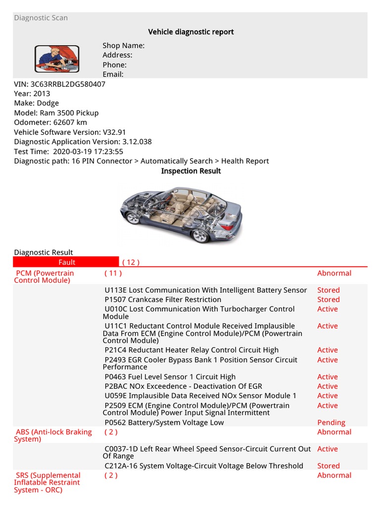 Diagnostic Scan Fault PDF Anti Lock Braking System Motor Vehicle