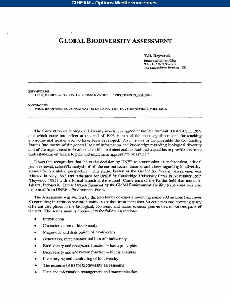 Global Biodiversity Assessment Overview | PDF | Habitat Destruction ...