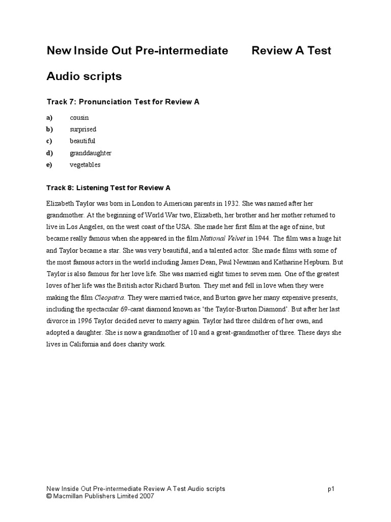 Review A Test Audio Scripts | PDF | Classics