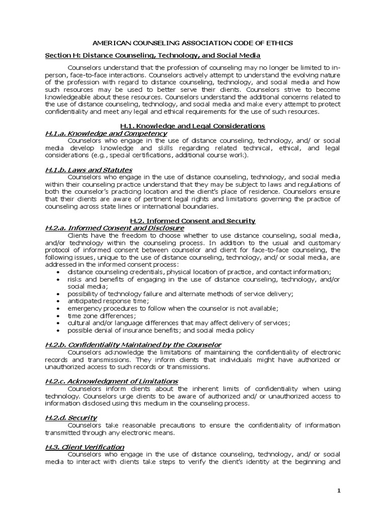 Distance Counseling Ethics Guidelines | PDF | Authentication | Social Media