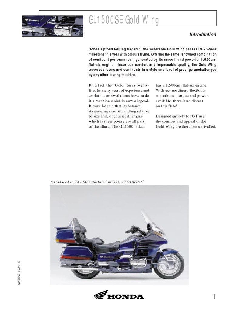 GL1500SE Gold Wing Overview and Specs | PDF | Transmission