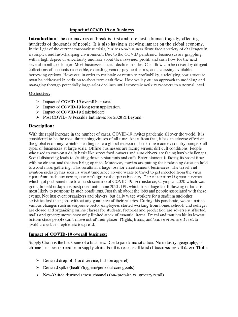 Impact of COVID-19 On Business | PDF | Economies | Business