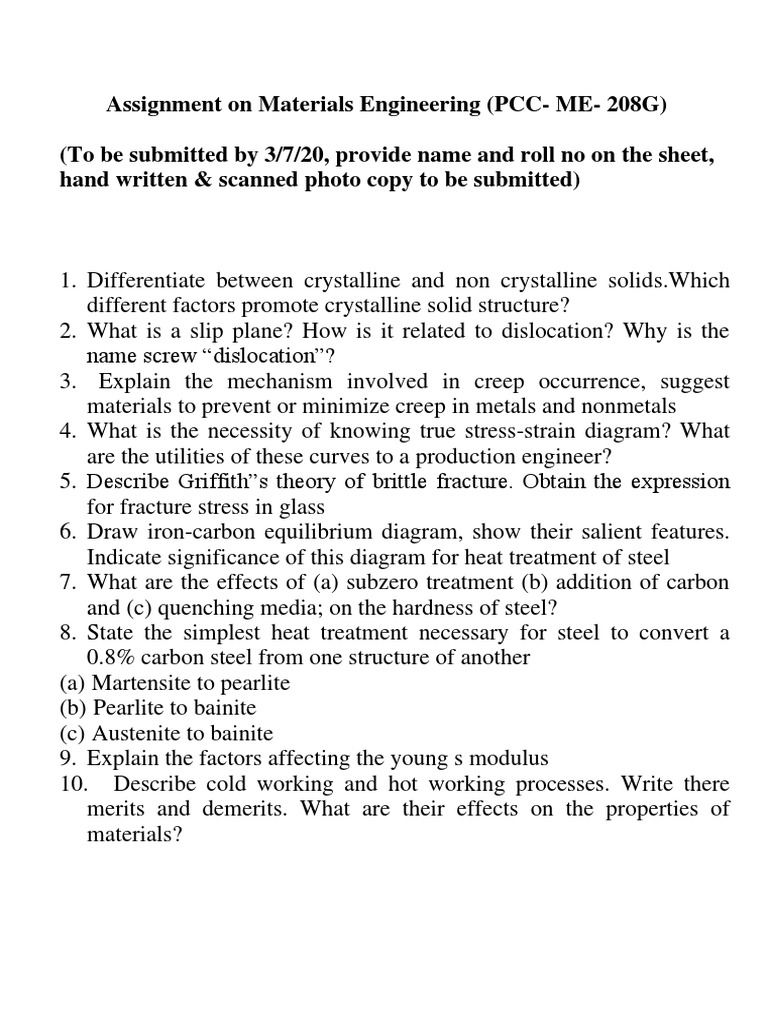 Assignment On Material Engineering PDF