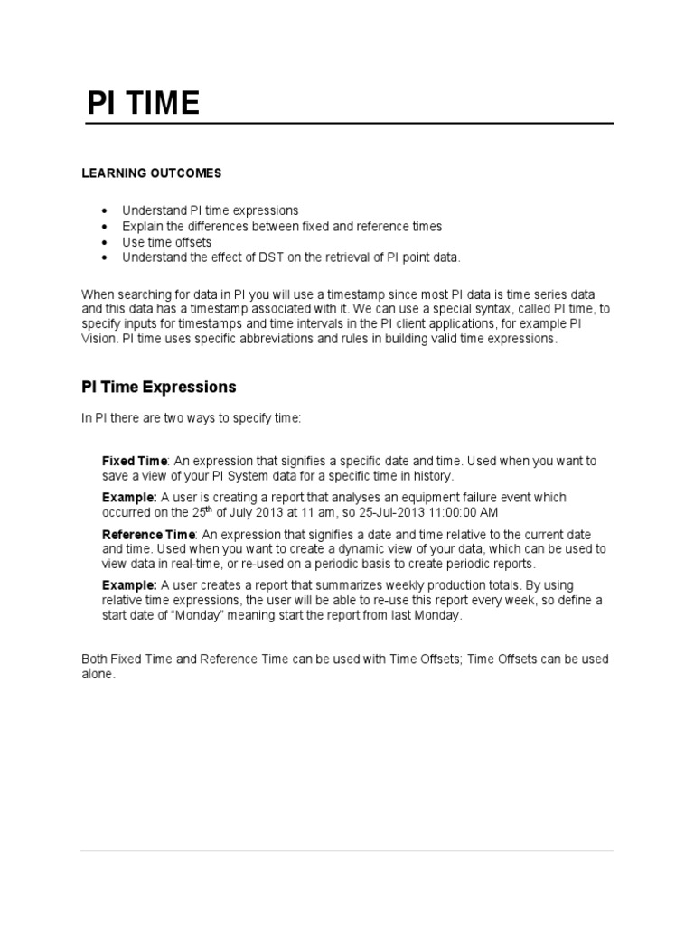 Understanding PI Time Expressions | PDF | Time | Software