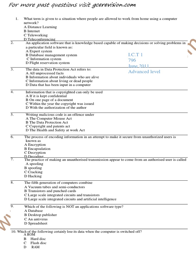 ICt 2011 p1 PDF | PDF | Databases | Computer Program