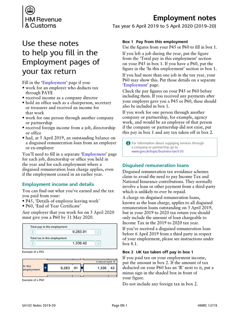 SA102 Employment Tax Return Guide | PDF | Loans | Fee