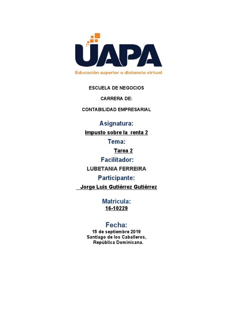 Tarea 2 de Impuesto Sobre La Renta 2 | PDF | Donación | Herencia