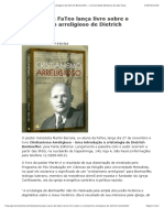 Ex-Aluno Da FaTeo Lança Livro Sobre o Cristianismo Arreligioso de Dietrich Bonhoeffer - Universidade Metodista de São Paulo