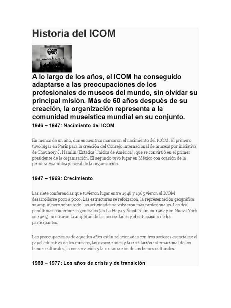 Historia Del ICOM | PDF | Política (general)