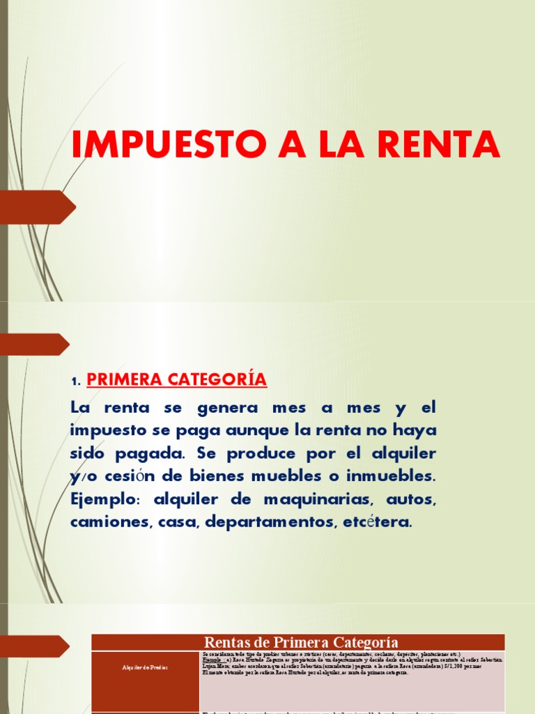 Impuesto a la Renta: Categorías y Cálculo | PDF | Alquiler | Impuestos