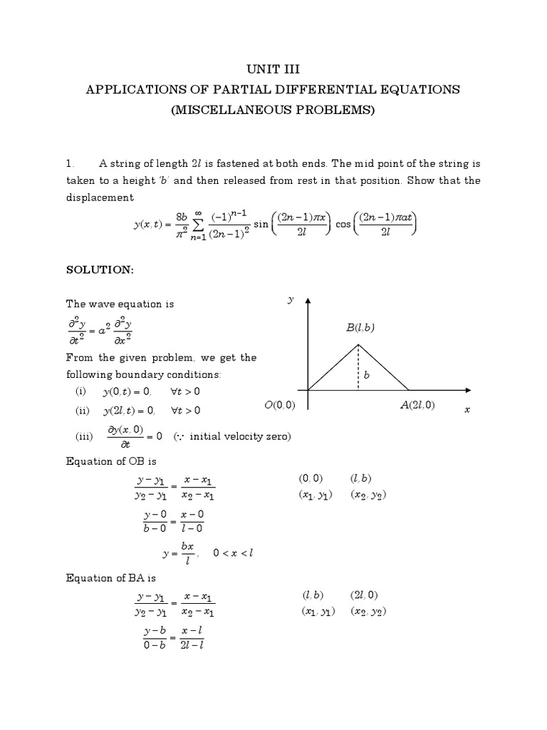 Unit Iii Applications of Partial Differential Equations (Miscellaneous ...