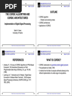 The Cordic Algorithm and Cordic Architectures Outline: Implementation of Digital Signal Processing